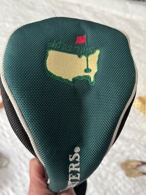 Masters Green & Yellow Golf Headcover with Red Flag Embroidery
